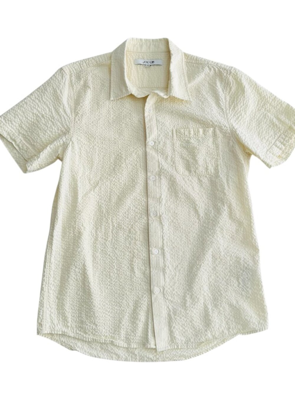 Joe's Men's Size M Texture Seersucker Short Sleeve Ecru Button Up Shirt